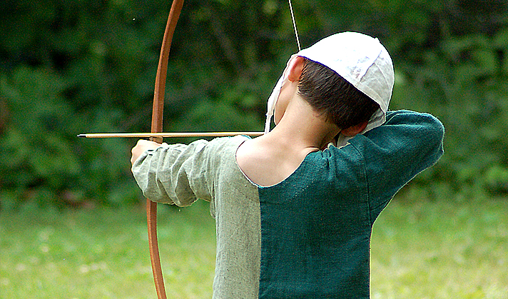 Kit Tir à l'Arc en bois avec cible, 4 flèches - Jeux extérieur enfants